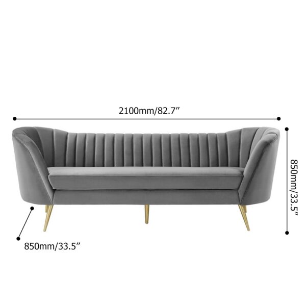 DotFurn Caledon Velvet Sofa | Modern Gray 3-Seater | Solid Wood Frame | Luxury Lounge - Image 2