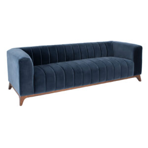 DotFurn Cameron 3-Seater Upholstered Sofa | Velvet Fabric & Walnut Wood Legs | Modern Living Room Couch