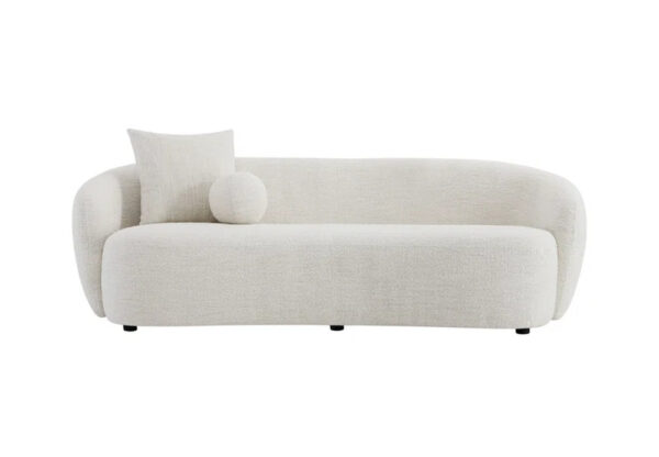DotFurn Cleo Bouclé Sofa | Modern Minimalist 3-Seater | White Fabric Lounge Couch - Image 4