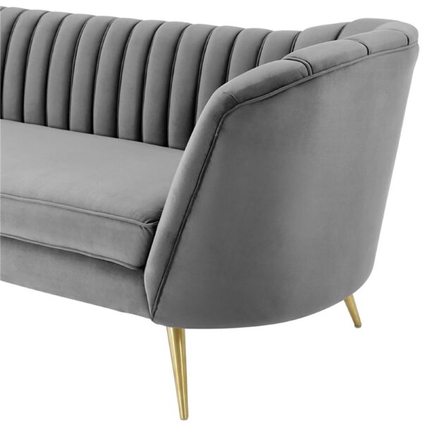 DotFurn Caledon Velvet Sofa | Modern Gray 3-Seater | Solid Wood Frame | Luxury Lounge - Image 4