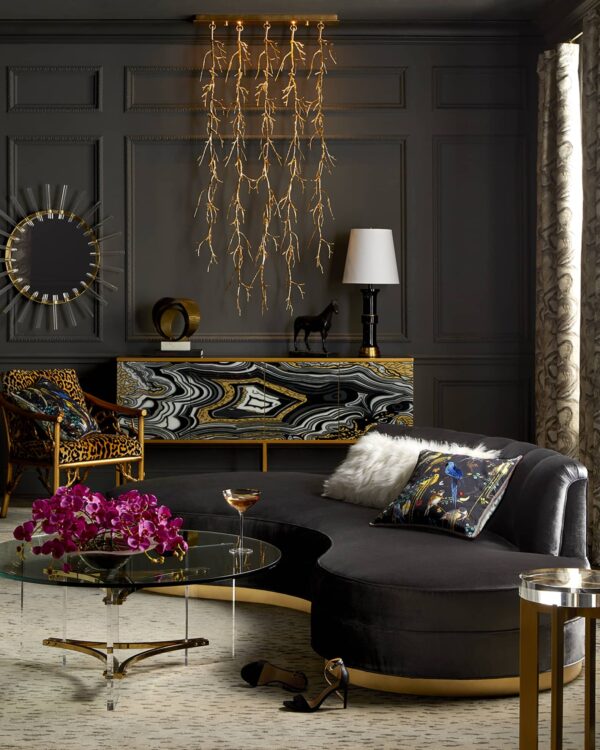DotFurn Douglas Sofa | Grand Black Curved Design | Channel Tufted Luxury | Deep Seating 4-Seater - Image 3