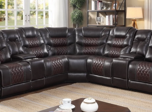 Dotfurn Quietus Lux – 6 Seater Brown Leatherette Corner Recliner Lounge Suite