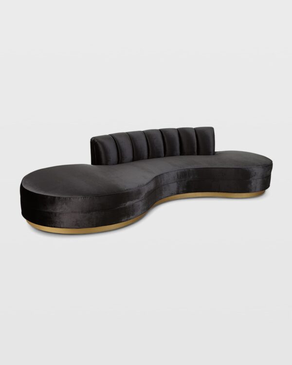 DotFurn Douglas Sofa | Grand Black Curved Design | Channel Tufted Luxury | Deep Seating 4-Seater - Image 2