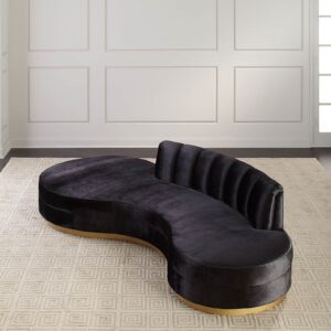 DotFurn Douglas Sofa | Grand Black Curved Design | Channel Tufted Luxury | Deep Seating 4-Seater