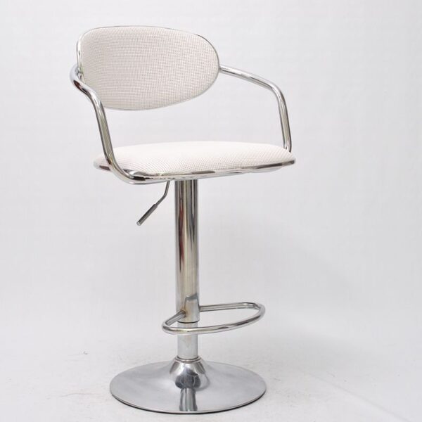 Dotfurn St. Lucia - Natural Tweed Fabric Bar Stool with Wood Legs - Image 2