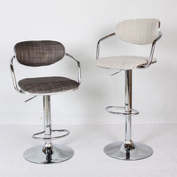 Dotfurn St. Lucia - Natural Tweed Fabric Bar Stool with Wood Legs