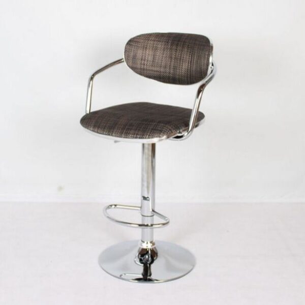 Dotfurn St. Lucia - Natural Tweed Fabric Bar Stool with Wood Legs - Image 3