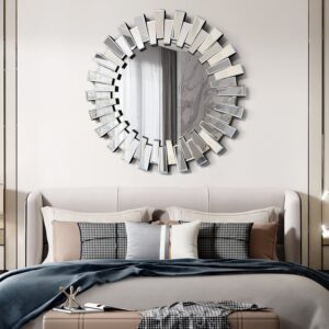 Dotfurn Windsor Interlace – 90cm Circular Wall Mirror with Ridged Frame