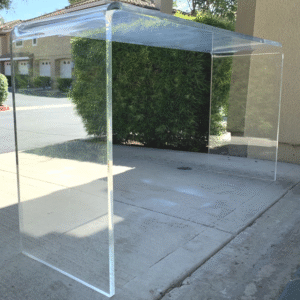 DotFurn Fantôme Clear Glass Office Desk – Modern Bent Tempered Glass Table