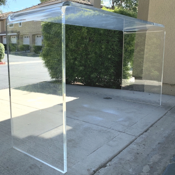 DotFurn Fantôme Clear Glass Office Desk – Modern Bent Tempered Glass Table