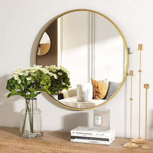 Dotfurn Greenwich Orbit - 60cm Gold Metal Round Wall Mirror - Image 2