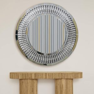 Dotfurn Regent’s Glimmer – 90cm Crystal Teardrop Round Wall Mirror
