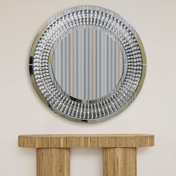 Dotfurn Regent's Glimmer - 90cm Crystal Teardrop Round Wall Mirror