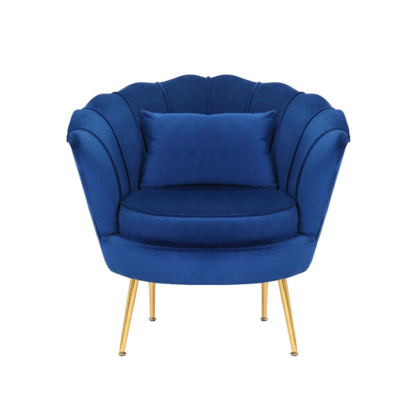 Dotfurn Sapphire Coast - Blue Velvet 1-Seater Accent Sofa | Gold Legs