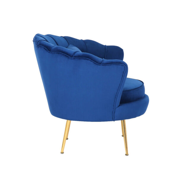 Dotfurn Sapphire Coast - Blue Velvet 1-Seater Accent Sofa | Gold Legs - Image 2