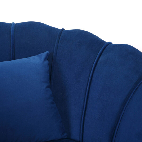 Dotfurn Sapphire Coast - Blue Velvet 1-Seater Accent Sofa | Gold Legs - Image 4