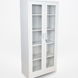 Dotfurn Regent’s Showcase Cabinet – 180cm Steel Display Cabinet with Glass Doors
