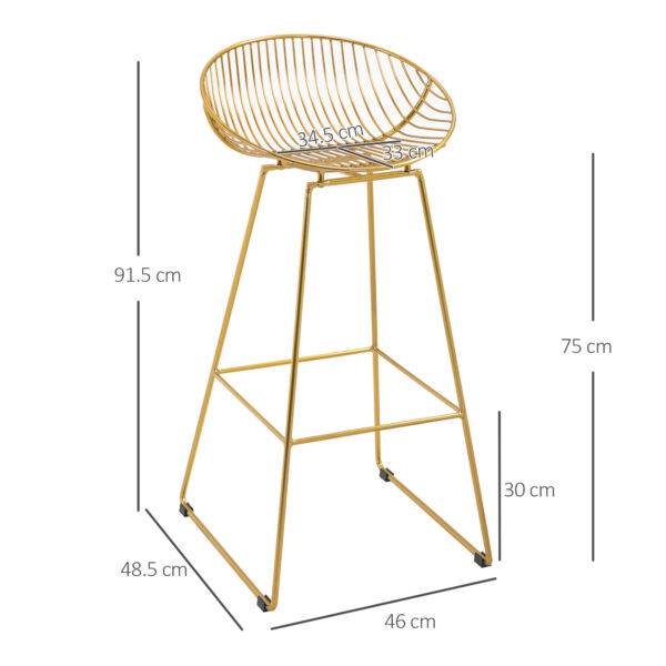 Dotfurn Duo Ferrum - Set of 2 Modern Gold Metal Bar Stools | Bar Height Chairs - Image 4