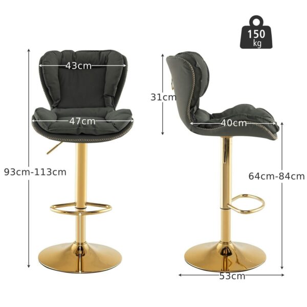DotFurn Virginia Swivel Bar Stools – Set of 2 | Adjustable Gold Base | Palomino Suede Bucket Seats - Image 4