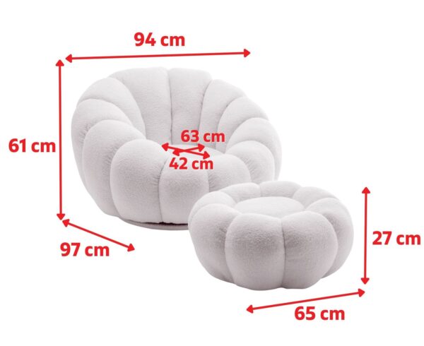 Dotfurn Cotton Cay - White Teddy Boucle Swivel Accent Sofa with Footstool - Image 5