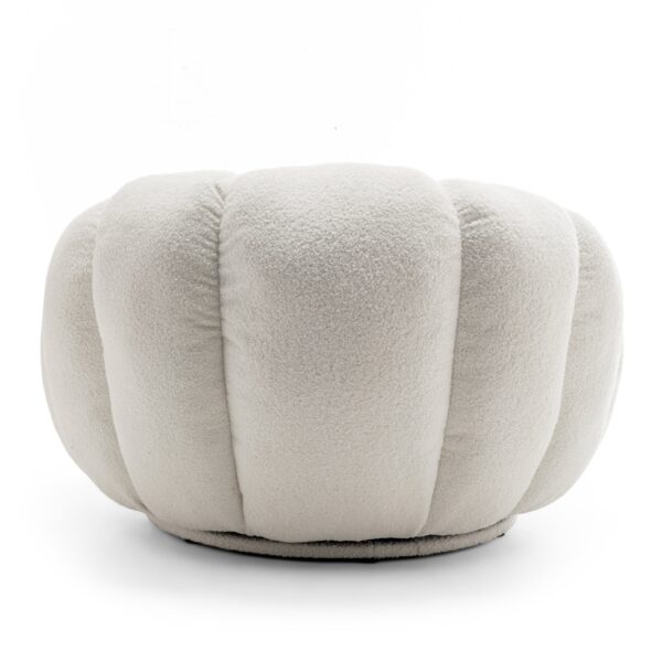 Dotfurn Cotton Cay - White Teddy Boucle Swivel Accent Sofa with Footstool - Image 4