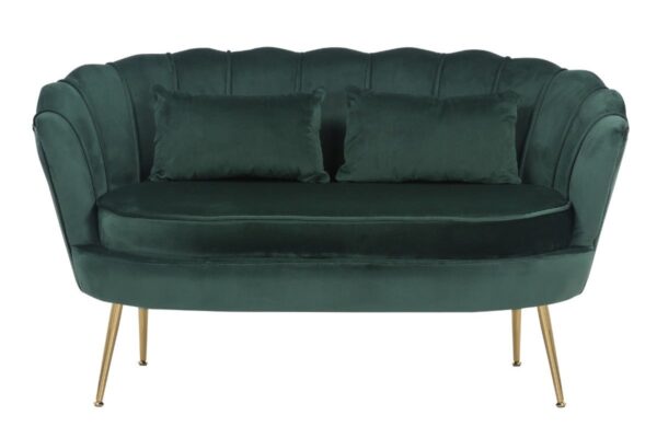 Dotfurn Emerald Ensemble - Bottle Green Velvet 2+1 Seater Sofa Set | Gold Legs - Image 2
