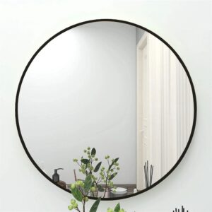 Dotfurn Kensington Circle – 80cm Black Metal Round Wall Mirror