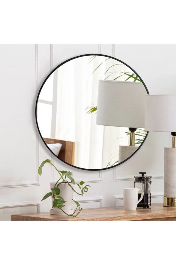 Dotfurn Kensington Circle - 80cm Black Metal Round Wall Mirror - Image 2