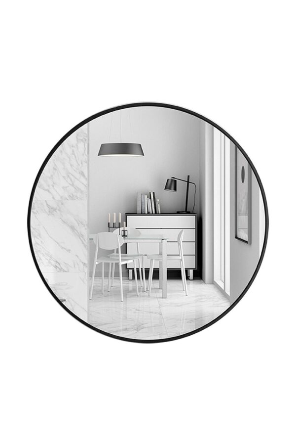 Dotfurn Kensington Circle - 80cm Black Metal Round Wall Mirror - Image 3