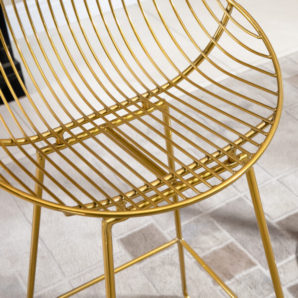 Dotfurn Duo Ferrum - Set of 2 Modern Gold Metal Bar Stools | Bar Height Chairs - Image 3