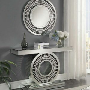 DotFurn Lágrimas de Cristal Mirrored Console & Hallway Mirror Set – 120×35×80cm + 90cm Mirror