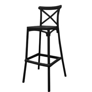 Allen Modern Bar Stool – High Plastic Bar Chair with Curved Backrest | Lightweight, Easy-Clean PP Seat (74cm Seat Height, 102cm Total Height)