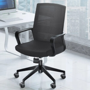 DotFurn Black Ergonomic Mesh Office Chair – Adjustable Mid-Back with Lumbar Support & Armrests