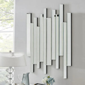 DotFurn Kairo Abstract Wall Mirror – Contemporary Silver Crystal Design