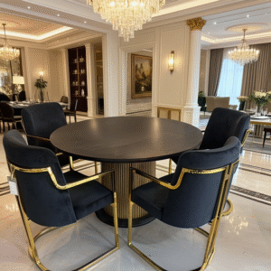DotFurn Adoha 4-Seater Dining Room Suite – Black & Gold Modern Luxury Dining Set