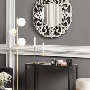 DotFurn Mary Kate Round Wall Mirror – Silver Victorian-Inspired Accent