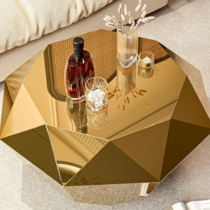 Karwat Gold Diamond-Shaped Stainless Steel Coffee Table – Modern Glam Centerpiece by DotFurn